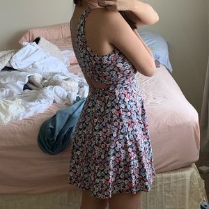 Hollister Floral Cross Open Back Dress XS
